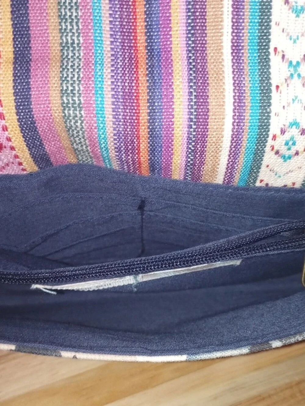 kimchi Multicolor Stripe & Embroidered Crossbody Clutch - Picture 4 of 5